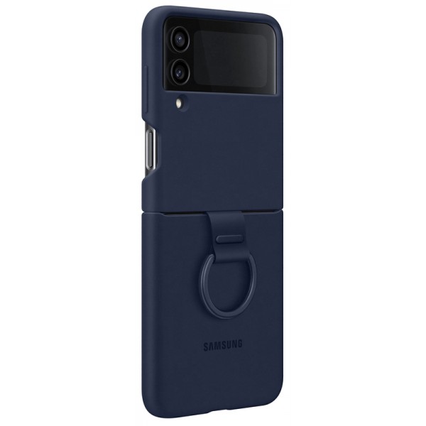 chokxol-samsung-galaxy-z-flip-4-silicone-cover-with-ring-navy-sm-f721b