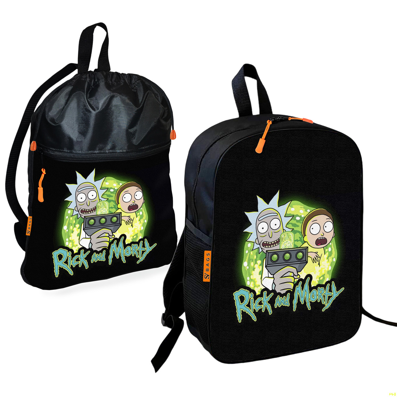 riukzak-ditiachii-z-sumkoiu-dlia-vzuttia-no-brand-rick-and-morty-riznokolorovii-2-sht-01817
